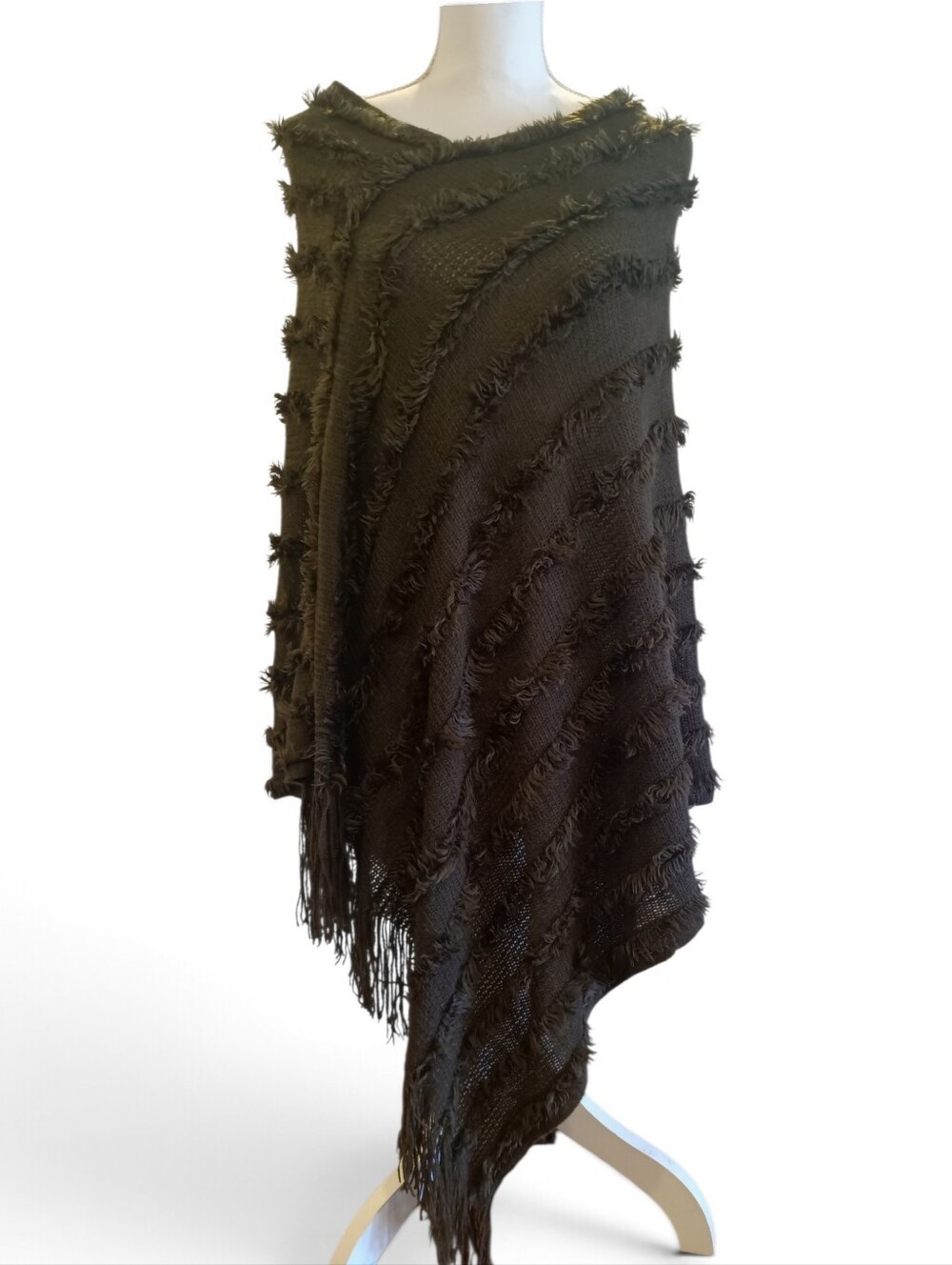 Jon & Anna Olive green Fringe Women's Poncho One Size